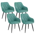 Produktbild: WOLTU 4er Set Esszimmerstühle mit Armlehne Rückenlehne, für Esszimmer Wohnzimmer Küche, Bequeme Küchenstühle gepolstert mit Samtbezug, Metallbeinen, Türkis