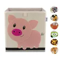 Produktbild: LIFENEY Aufbewahrungsbox mit Schwein Motiv I Spielzeugbox mit Tiermotiv passend für Würfelregale I Ordnungsbox für das Kinderzimmer I Aufbewahrungskorb Kinder