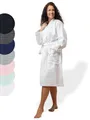 Produktbild: SIEGENTHAL® Damen Bademantel Waffelpique 100% Baumwolle mit Schalkragen Leicht Morgenmantel - Weiß L - XL