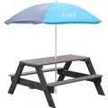 Produktbild: Axi Nick Picknicktisch Anthrazit/Grau - Sonnenschirm Blau/grau (A031.003.05)