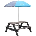 Produktbild: Axi Nick Picknicktisch Anthrazit - Grau Sonnenschirm Blau - Grau 95 x 98 x 49 cm