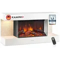 Produktbild: KAMINIO Elektrokamin LIZ, Elektrischer Kamin: 3D-Flammeneffekt, LED-Ambientelicht, Heizung 1800W weiß 82 cm x 41.8 cm x 21.7 cm