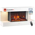 Produktbild: KAMINIO Elektrokamin LIZ - Elektrischer Wandkamin mit Heizung, 3D-Flammeneffekt, LED-Ambientelicht, Fernbedienung - Weiß
