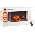 Produktbild: KAMINIO Elektrokamin Liz - Elektrischer Wandkamin mit Heizung, 3D-Flammeneffekt, LED-Ambientelicht, Fernbedienung (Weiß)