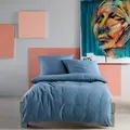 Produktbild: Fleuresse Halbleinen Bettwäsche Provence 135x200 cm + 80x80 cm | denim - blau