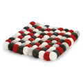 Produktbild: Cilio Lana Untersetzer aus Schafwolle in der Farbe Grau-Weiß-Rot, Maße: 21cm x 21cm x 2,2cm, 469943