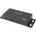 Produktbild: LogiLink USB 3.0 Hub für Wandmontage 4 Port Metallgehäuse schwarz - Bunt