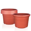 Produktbild: BigDean 6X Blumentopf Ø 20 cm Farbe Terrakotta Kunststoff Pflanztopf Containertopf Übertopf Pflanzkübel rund 20 x 14,5 cm