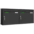 Produktbild: AL Briefkastensysteme 2 x Basic Wand Briefkasten in RAL Farbe 9005 Tief Schwarz für Post A4, wetterfest, Artikelnummer: 431P2EA2P9005