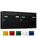Produktbild: AL Briefkastensysteme Basic 2er Briefkasten RAL 9005 Tief Schwarz 2 Fach DIN A4 wetterfest Briefkastenanlage mit Posthaltebügel und 2 Namensschildern