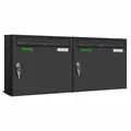 Produktbild: BASIC 2er Briefkasten RAL 9005 Tief Schwarz / Posthaltebügel / 2 Namensschilder