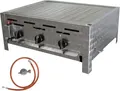 Produktbild: BSR-Grillen 3-flammiger Profi Gasgrill aus Edelstahl, stufenlos regelbar, Gasbräter, Gastrogrill, Gastrobräter, Gasschlauch und Druckminderer (13 kW | verchromter Grillrost)