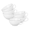 Produktbild: Seltmann Weiden Lido Black Line Teetassen 6er Set, 200 ml, Tassen mit schwarzem Rand, Porzellan, Weiß