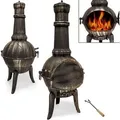Produktbild: Gardebruk® Terrassenofen Gusseisen Mit Funkenschutz Abdeckung Schürhaken 28kg Gartenofen Gartenkamin Feuerstelle 112cm