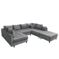 Produktbild: Riess Ambiente Moderne XXL Wohnlandschaft Kent - 305cm - anthrazit Cord - Bigsofa inkl. Hocker mit Federkern Couch