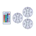 Produktbild: Grundig Kabelloser LED Strahler 3er Set - Spot mit Fernbedienung - RGB Beleuchtung mit Farbwechsel - Wasserdicht IP65 - Batterie Lampe - 7 x 7 x 2,8 cm