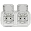 Produktbild: Wasserdichte Doppelsteckdose IP55 mit Erde Plexo – Steckdose 2P + T 16 A komp...
