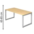 Produktbild: Hammerbacher Schreibtisch R-Serie, ahorn / silber, höhenverstellbar, 160 x 65-85 x 80cm