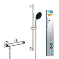 Produktbild: GROHE Precision Flow, Duschset mit Thermostat wassersparend, 8l pro Min (Duscharmatur hält Temperatur konstant, Duschkopf 1 Strahlart, 175cm Schlauch, Duschstange 60cm, 3in1 Werkzeug), chrom, 34800001