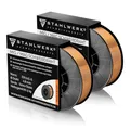 Produktbild: STAHLWERK MIG/MAG Stahl Schweißdraht Ø 0,8 mm ER70S-6 (SG2) – 2 Stück je 5 kg D200-Spule für 50 mm Dorn, universell einsetzbar, hochwertiger Schweißmassivdraht für alle Stahlarbeiten mit Schutzgas