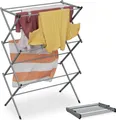 Produktbild: Einklappbares Wäscheständer - 104 x 73 x 38 cm - 11 Stangen - Metall - Grau