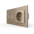 Produktbild: Livolo Lichtschalter Serienschalter Wandschalter mit Steckdose in Gold