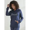 Produktbild: Kapuzensweatshirt BENCH. LOUNGEWEAR, Damen, Gr. 36/38, blau (navy), Interlock, Obermaterial: 60% Baumwolle, 40% Polyester, Basic, bequem hüftbedeckend, Sweatshirts, mit Kängurutasche, Loungeanzug, Hoodie