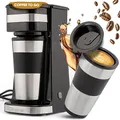 Produktbild: Clatronic Kaffeemaschine | Kaffee To Go Becher 400 ml | für alle gängigen Getränkehalter (z.B. Auto) | Filterkaffeemaschine | Permanent-Nylon-Filter | Edelstahlbecher mit Aromadeckel | KA 3733