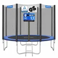 Produktbild: SONGMICS Trampolin Ø 305 cm, Gartentrampolin für Kinder mit Sicherheitsnetz, Randabdeckung, Leiter, 180 cm hohe gerade Stangen, Stahlrahmen, TÜV Rheinland GS-Zertifikat, blau STR10FT