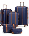 Produktbild: FERGÉ Kofferset Hartschale 5-teilig Milano 3 Größen Hartschalenkoffer Set + Reisetasche + Kulturbeutel - 3er Set Reise-Koffer 4 Rollen, leicht Reisen blau
