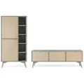 Produktbild: Feldmann-Wohnen Wohnzimmer-Set, Grün, Holzwerkstoff, 7 Fächer, 238x160x38 cm, Wohnzimmer, Wohnwände, Lowboards, Lowboards stehend