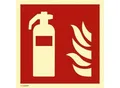 Produktbild: moedel Brandschutzschild „Feuerlöscher“, nach ISO 7010 F001, Kunststoff, langnachleuchtend, B 148 x H 148 mm