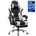 Produktbild: GTPLAYER Gaming Stuhl Stoff, Bürostuhl Massage Gaming Sessel Ergonomischer Gamer Stuhl mit Fußstütze, Gepolstert Gaming Chair, Drehsessel 150KG, weiß-schwarz