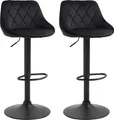 Produktbild: Barhocker 2er Set, Gepolstert Barstuhl mit Stahlgestell, Lehne, Samtoptik, Höhenverstellbar Küchenstühle mit Fußstütze 360° Drehbar Tresenhocker für Küche, Wohnzimmer, Esszimmer Schwarz