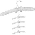 Produktbild: Kleiderbügel Satin, 5er Pack, weich gepolstert, 360° drehbarer Haken, dekorative Schleife, 38 cm breit, weiß - Relaxdays
