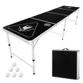 Produktbild: VEVOR tragbarer Beer Pong Tisch klappbar (240 x 60 x 52/70 cm), Beerpong Tisch mit Tragegriffen & 6 Pong-Bällen, höhenverstellbarer Heckklappentisch für Büro Heckklappenparty Reisen und Camping