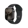Produktbild: Apple Watch Series 10 GPS + Cellular 42mm Slate Titanium Case mit Black Sport Band - M/L (MWXH3QF/A)