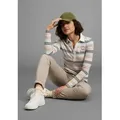 Produktbild: Poloshirt KANGAROOS, Damen, Gr. 32/34, beige (ecru gestreift), Interlock, Obermaterial: 100% Baumwolle, gestreift, lässig geschnitten hüftlang, abgesteppte Kante, Shirts, in Pastelltönen mit langer Knopfleiste