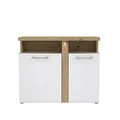 Produktbild: FORTE Tuluza Kommode mit 2 Türen, Holzwerkstoff, Weiß/ Artisan Eiche kombiniert mit Weiß Hochglanz, 43 x 85,9 x 103,5 cm