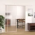 Produktbild: Schiebetür ESG-Mattglas und Aluminium 90x205 cm Weiß