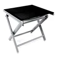 Produktbild: Mojawo® Garten - Fußhocker - zusammenklappbar - Klapphocker - witterungsbeständiges Aluminium - wetterfeste Gartenmöbel - Silber/Schwarz
