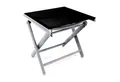 Produktbild: Mojawo Armlehnstuhl Garten Klapphocker / Fußhocker Aluminium - Textilen Silbergrau/Schwarz
