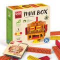 Produktbild: bioblo Mini Box Rusty Robo 40 Stück, Nachhaltige Bunte Bauklötze für Kinder ab 3 Jahren, Holzbausteine Kinderspielzeug, STEM Montessori Spielzeug für Stapel- & Balancierspiele