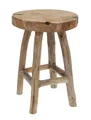 Produktbild: Massivholz Teak Sitzhocker natur - 30cm - Holz Metall Sitz Hocker Blumen Ständer