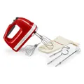 Produktbild: KitchenAid Handmixer 9 Stufen, 85W leiser DC-Motor mit Sanftanlauf, 6 Zubehörteile – Rühr-, Knethaken, Schneebesen & Rührstab, Schwenkkabel, Tasche, Empire Red
