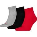 Produktbild: PUMA Kurzsocken PUMA UNISEX QUARTER PLAIN 3P (3-Paar, 3 Paar) Atmungsaktiv, Rippenbündchen, weiche Baumwollmischung grau|rot|schwarz 35-38