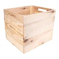 Produktbild: Creative Deco 4 x Holzkiste Natur | passend für alle Kallaxregale | Holzbox mit Griffen | 33 x 37 x 33cm | Geschliffenes Holz | Aufbewahrungsbox Kinder Kisten für Regal Regalbox Spielzeugkiste