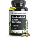 Produktbild: natural elements Mariendistel Leber Komplex - 120 Kapseln - mit Mariendistel, Cholin, Artischockenextrakt, Curcuma & Zink - Leberkur Hochdosiert, vegan, laborgeprüft und in Deutschland produziert