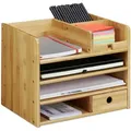 Produktbild: Relaxdays - Schreibtisch Organizer, Briefablage A4, Notizzettel Und Stifte Ordnen, Schublade, Ordnungssystem Büro, Bambus
