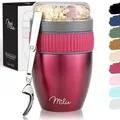 Produktbild: Milu Müslibecher to go 400ml MüsliMax I isolierter Edelstahl Joghurtbecher für Müsli I auslaufsicherer Becher mit Löffel für Yoghurt/Porridge (Berry)
